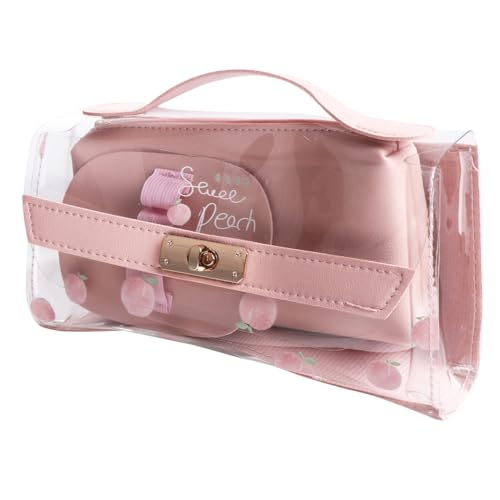 Homoyoyo Transparentes Großes Pencil Case mit Reißverschluss Tragbare Schreibwaren Kosmetiktasche in Kirschblütenpink Wasserabweisend Leicht und Strapazierfähig für Schule und Reisen von Homoyoyo