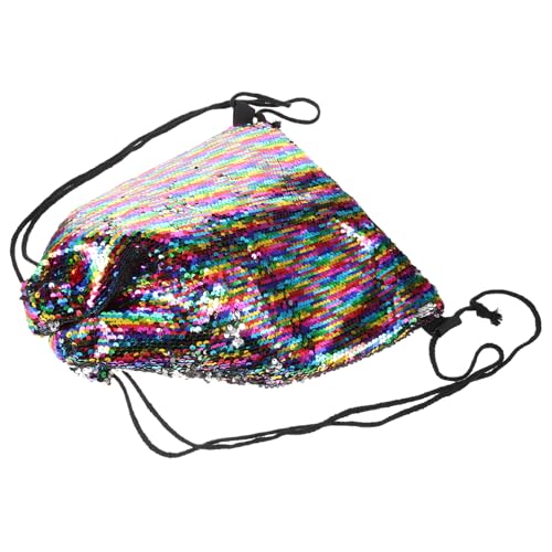 Homoyoyo Turnbeutel Mit Kordelzug Und Pailletten Stoffbeutel Mit Reißverschluss Und Kordelzug Großer Beutel Für Einkaufen Und Camping Umhängetasche Mit Schultergurt Und Pailletten-Design von Homoyoyo