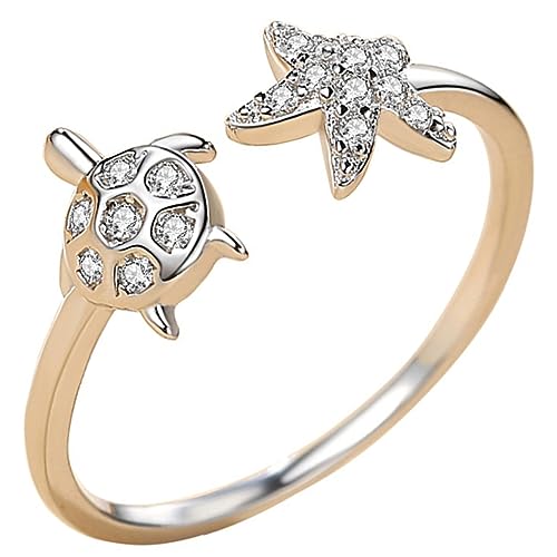 Homoyoyo Turtle Ring Damen Süßes Design mit Schildkröte Leichtes Strapazierfähiges Hochzeiten Freizeit Elegantes Finger Jewelry für Frauen von Homoyoyo