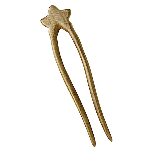 Homoyoyo U Förmiger Holz Haarstab mit Sternverzierung Langlebiges Haarschmuck Accessoire für Dickes Langes Haar Vielseitig Einsetzbar für Damen für Partys Dates und Alltag von Homoyoyo