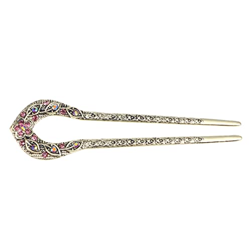 Homoyoyo U-förmige Haarnadel Mit Kristallen Doppelte Prong-design Für Eleganten Chignon Haarstyling-zubehör Für Und Mädchen von Homoyoyo