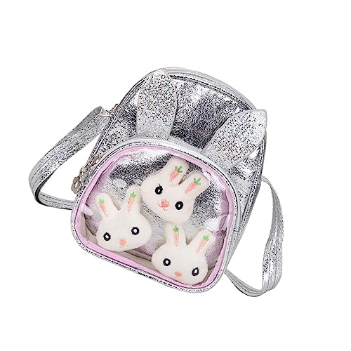 Homoyoyo Umhängetasche Für Hase Geldbeutel -Schultertasche Karikatur Taschen Geldbörse Süße Kindertasche Kaninchen-umhängetasche Mädchen Tasche Pu-Leder Silver von Homoyoyo