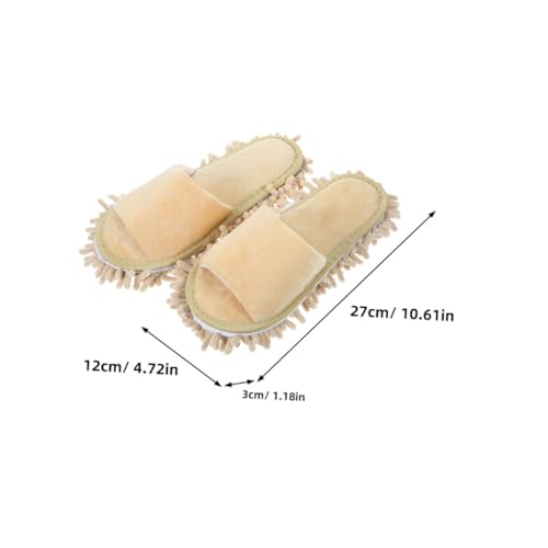 Homoyoyo Unisex Wischmopp Hausschuhe Mikrofaser Rutschfest Reinigungsschlappen Winter Slippers für Damen und Herren Beige von Homoyoyo