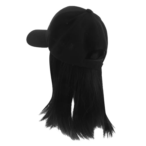 Homoyoyo Baseballkappe Mit Haarverlängerungen Verstellbare Schwarze Damen-basecap Hut Mit Befestigten Haaren Für Partys Und Alltag von Homoyoyo