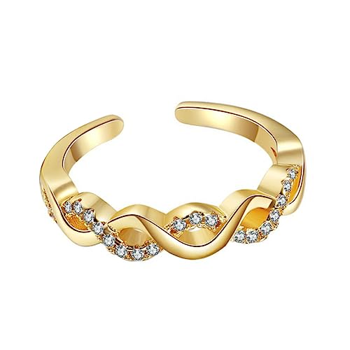 Homoyoyo Verstellbarer Frauenring mit Offenem Band Ästhetischer Schmuck für Hochzeiten Partys Einzigartiges Geflochtenes Design Funkelnde Details von Homoyoyo