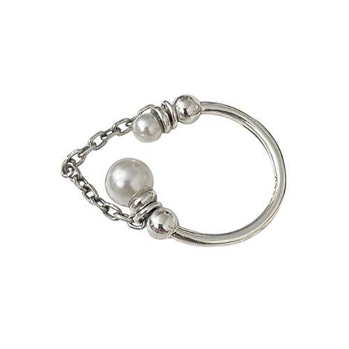 Homoyoyo Verstellbarer Öffnungsring Ringe Für Mädchen Offener Ring Mit Perlenkette Mädchen Perlen Offener Ring Mädchen Perlen Verstellbarer Ring Perlenkette Verstellbarer Ring Frauen von Homoyoyo