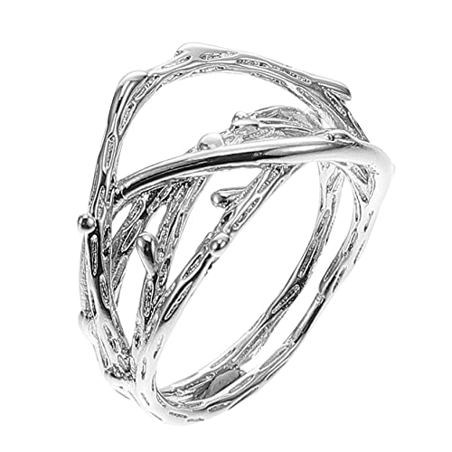 Homoyoyo Verstellbarer Silberner Ring im Bamboo Design Offener Finger Ring für Damen Herren für Stapelbar Persönlichkeitsbetonend Modeschmuck von Homoyoyo