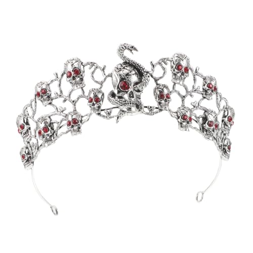 Homoyoyo Vintage Gothic Totenkopf Krone Damen Halloween Haarschmuck mit Strass Robustes Legierungs-headpiece im Retro Barockstil Auffälliges Statement-accessoire für Party Cosplay und von Homoyoyo