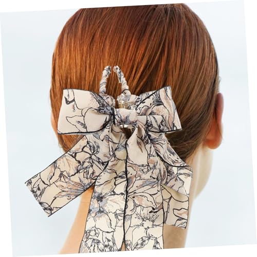 Homoyoyo Vintage Haarklammer mit Elegantem Schleifendesign Traditioneller Chinesischer Stil Haarschmuck für Frauen Oversized Bow Clip mit Quastenband für Langes Haar und Hinterkopf Frisuren von Homoyoyo
