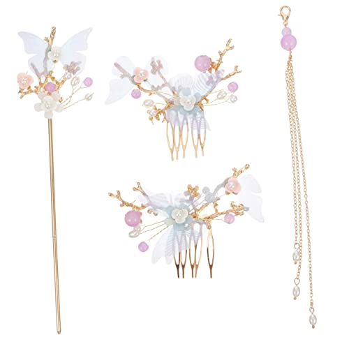 Homoyoyo Vintage Haarklammer Haarstäbchen Antike Chinesische Haarspangen Haarstäbe Schmetterlings-kopfbedeckung Mädchen-haarspange Traditioneller Kopfschmuck Haarstab von Homoyoyo