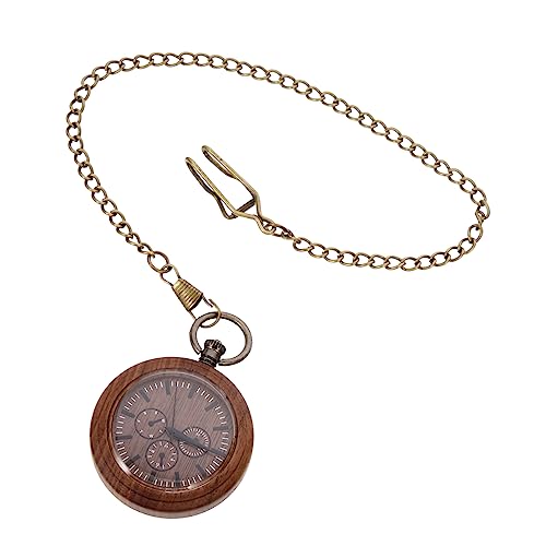 Homoyoyo Holztaschenuhr Mit Kette Tragbare Hängeuhr Herren-taschenuhr Retro-Design Hochwertig Verarbeitet von Homoyoyo