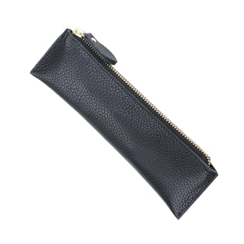 Homoyoyo Vintage Leder Stiftetui mit Schutzfunktion Kreative Stifttasche Schwarz für Schule Büro Geeignet von Homoyoyo
