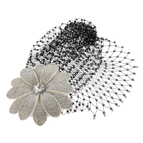 Homoyoyo Vintage Rhinestone Flower Headpiece Damen Netzmütze mit Funkelnden Strasssteinen Haarnetz für Hochzeiten Partys und Festliche Anlässe von Homoyoyo