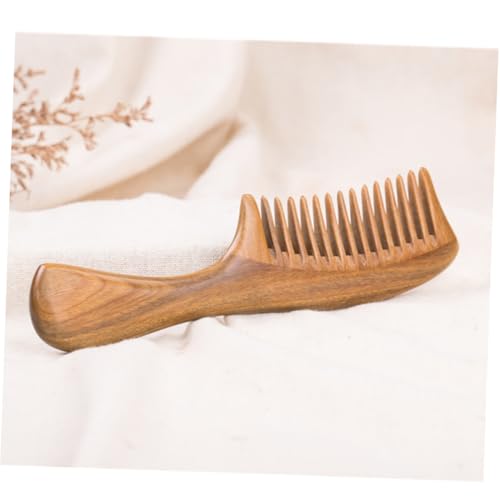 Homoyoyo Vintage Sandelholz Haarkamm Breitzinkig Natürliches Holz Portabel Sanfte Kopfhautmassage Entwirrt Schonend für Damen und Lockenpflege von Homoyoyo