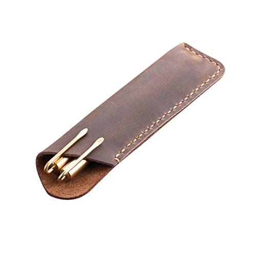 Homoyoyo Vintage Stiftbeutel Aus Hochwertigem Echtleder Handgefertigte Stifthülle Für Kugelschreiber Und Füllfederhalter Robuste Aufbewahrungstasche Für Schule von Homoyoyo