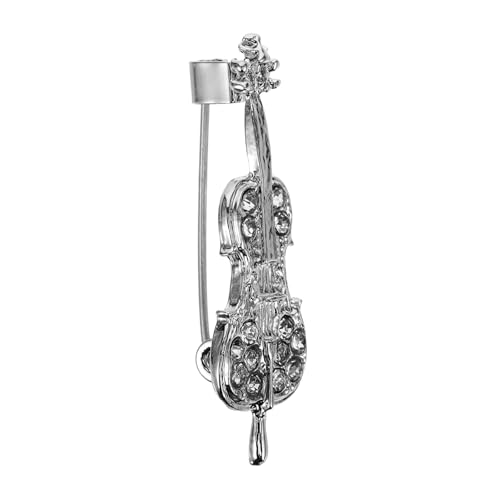 Homoyoyo Violine Brosche Hochzeitskleid Brosche Strassbroschen Broschen für Frauen Brosche für Damenbekleidung Kragenkette Damenbroschen und Anstecknadel Metallbrosche Legierung Silber von Homoyoyo