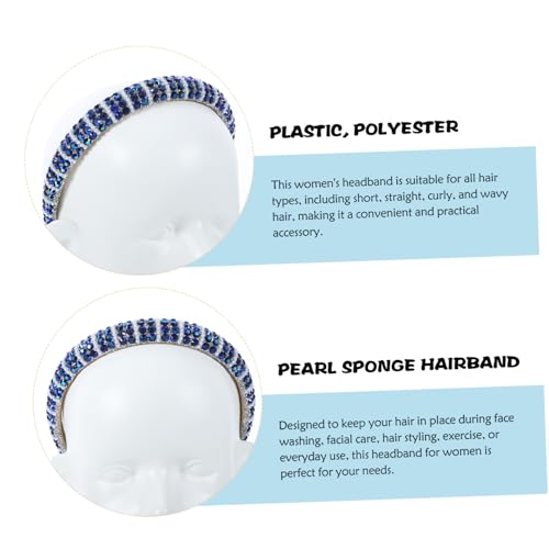 Homoyoyo Wasserblaue Strass Haarreif mit Perlen Breites Dekoratives Stirnband für Mädchen Langlebiger Leichter Haarschmuck für Partys Festivals und Alltag von Homoyoyo