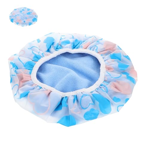 Homoyoyo Wasserdichte Duschhaube Damen Doppelter Herzform Bademütze Aus Dickem Weich Elastisches Band Wiederverwendbar Für Baden Spa Zuhause von Homoyoyo