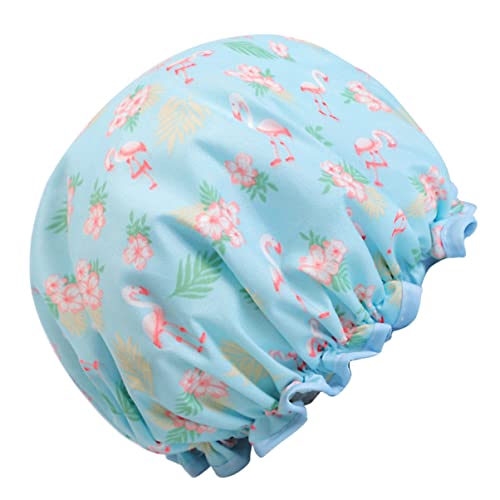Homoyoyo Doppelschichtige Wasserdichte Duschhaube Mit Cartoon-flamingo-motiv Für Damen Badehut Küchenhut Schützt Haare Vor Nässe Beim Duschen Und Kochen von Homoyoyo