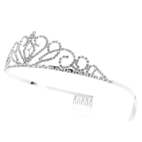 Homoyoyo Wasserdichter Strass Brautkrone Haarschmuck mit Tiara Kamm Langlebiger Legierungs Kopfschmuck für Hochzeit Party und Brautfrisuren Silbernes Diadem von Homoyoyo