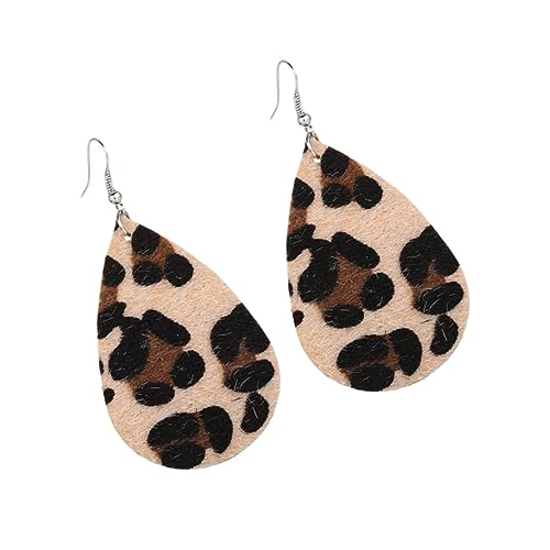 Homoyoyo Leopardenmuster Tropfenohrringe für Damen Kunstleder Ohrhänger mit Retro Design für Partys und Alltag von Homoyoyo