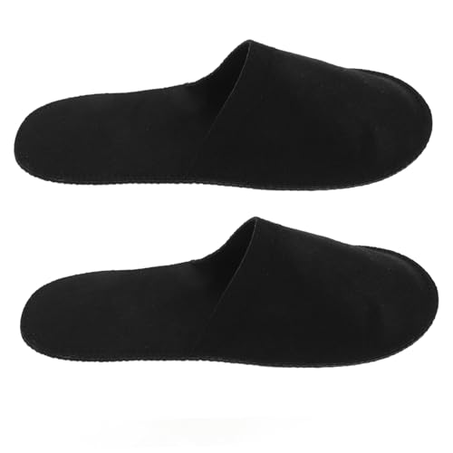 Homoyoyo Weiche Filzpantoffeln Hotel Slipper Damen Herren Rutschfest Sauna Spa Gästehausschuhe Formbeständig Komfortable Reisehausschuhe Schwarz von Homoyoyo