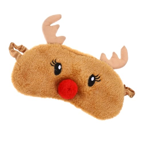 Homoyoyo Weiche Hautfreundliche Schlafmaske mit Niedlichem Weihnachts Elch Design Plüschig und Elastisch Verdunkelnd Geeignet für Mädchen und Frauen Bequem für Reisen und Erholsamen Schlaf von Homoyoyo
