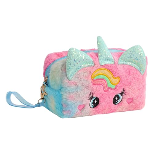 Homoyoyo Weiche Kleine Kosmetiktasche aus Plüsch Multifunktional Leicht und Tragbar als Make up Tasche für Frauen und Reise Organizer Handlich für Alltag und Unterwegs Blau von Homoyoyo