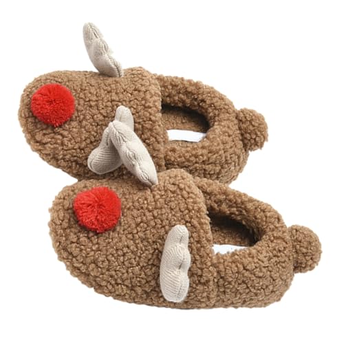 Homoyoyo Weiche Winter Hausschuhe mit Weihnachts Elch Design Gefüttert Rutschfeste Warme Pantoffeln für Damen und Herren Innenbereich Komfortabel und Atmungsaktiv Geschenkidee zu von Homoyoyo