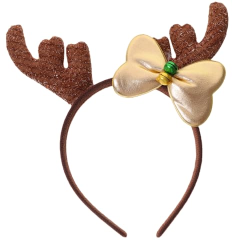 Homoyoyo Weiches Plüsch Geweih Haarreif Leichtes Weihnachts Haaraccessoire mit Schleife Glocke für Weihnachtsfeier Cosplay Party Damen und Mädchen von Homoyoyo