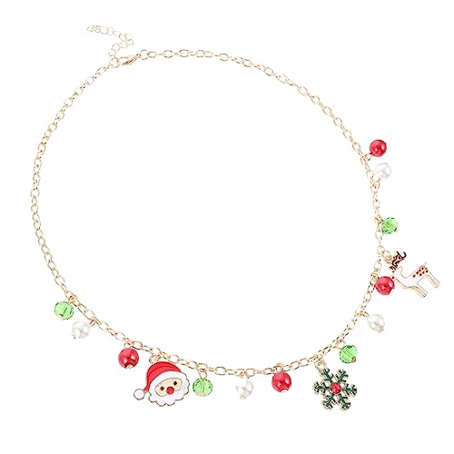 Homoyoyo Weihnachtliche Schneeflocken Halskette Damen Festlicher Weihnachtsanhänger Legierungskette Eleganter Schmuck für Mädchen und Frauen zu Weihnachten von Homoyoyo