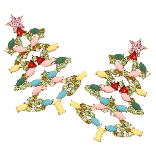 Homoyoyo Weihnachtliche Statement Ohrringe mit Farbigen Schmucksteinen Weihnachtsbaum Ohrhänger Leicht und Vielseitig Festlicher Schmuck für Damen Modischer Christbaumschmuck von Homoyoyo