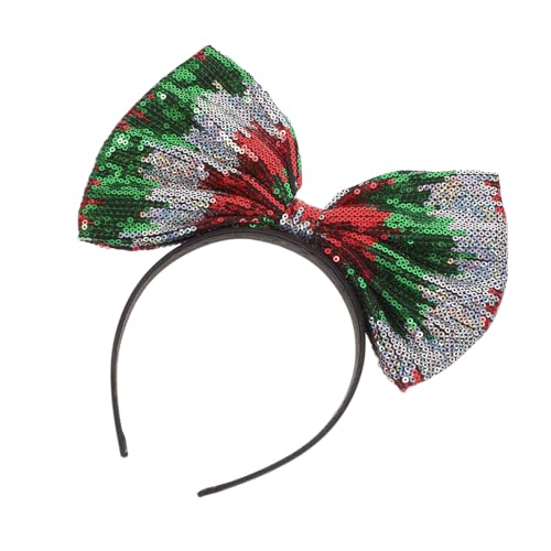 Homoyoyo Weihnachtlicher Glitzer Haarreif mit Großer Schleife Festlicher Haarschmuck für Damen Pailletten Haarband für Party Karneval und Weihnachtsfeier Modisches Zufällige Farbe von Homoyoyo