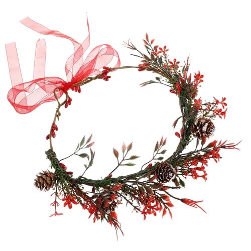 Homoyoyo Weihnachtsblumenkrone Handgefertigt Mit Beerengirlande Roten Beeren Kopfschmuck Für Frauen Blumenkranz Stirnband Für Waldhochzeit Und Fotoshooting von Homoyoyo