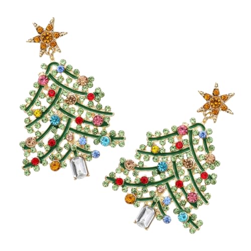 Homoyoyo Weihnachts Ohrringe Damen Kreative Hohlbaum Design mit Strass Weihnachtsbaum Ohrschmuck Festliche Ohranhänger für Frauen Weihnachtsfeier Schmuck von Homoyoyo