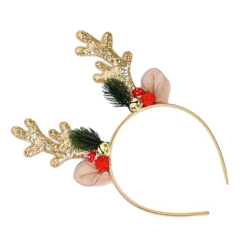 Homoyoyo Weihnachts Rentier Haarreif mit Goldfarbenen Glitzer Sequins und Glocken Festlicher Kopfschmuck für Damen und Herren Bequemes Stirnband für Weihnachtsfeiern und Party Outfits von Homoyoyo