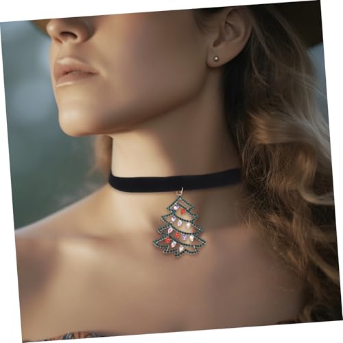 Homoyoyo Weihnachtsbaum Halskette mit Funkelndem Strassanhänger Zarter Flockstoff Leichtes Schmuckstück für Festliche Anlässe Stilvolles für Familie und Freunde von Homoyoyo