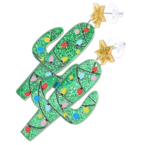 Homoyoyo Weihnachtsohrringe Bunte LED Licht Ohrstecker Leichte Cactus Schmuck Modisch für Frauen Festliche Geschenkideen von Homoyoyo