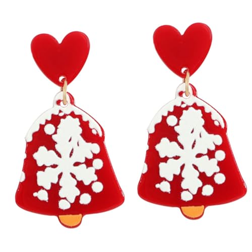 Homoyoyo Weihnachtsohrringe Herzform mit Schneeflocken Langlebige Resin Drop Ohrringe für Frauen Festlicher Schmuck für Party Weihnachten Neujahr und Besondere Anlässe von Homoyoyo