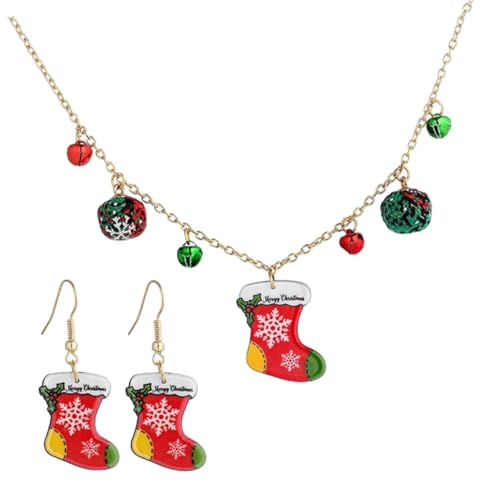 Homoyoyo Weihnachtsschmuck Damen Weihnachtsstrümpfe Anhänger Halskette Ohrringe Festlich Elegant Modisch für Weihnachtsfeier und Alltag von Homoyoyo