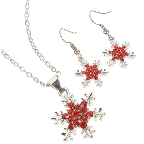 Homoyoyo Weihnachtsschmuck mit Schneeflocken Anhänger und Dangle Ohrringen Rotes Schmuckset für Frauen Festlich für Weihnachts und Neujahrspartys Geschenkidee von Homoyoyo