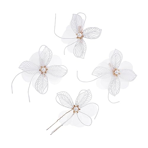 Homoyoyo Weiße Perlen Blumen Haarspangen Teilig mit Haarkamm Brautschmuck Haarklammern für Frauen Geeignet für Hochzeit Party und Alltag Handarbeit Vielseitiger Haarschmuck von Homoyoyo