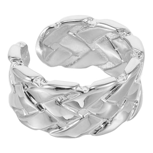 Homoyoyo Woven Open Ring für Frauen Verstellbarer Kupferring Minimalistischer Schmuck für Partys Besondere Anlässe Silberfarben Einzigartiger von Homoyoyo