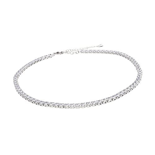 Homoyoyo Zirkonia Halskette Damen mit Funkelnden Strasssteinen Tennis Kette Weißgold Modischer Schmuck für Valentinstag Geburtstag Festliche Anlässe von Homoyoyo