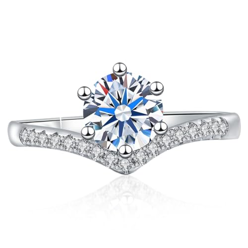 Homoyoyo Zirkonia Verlobungsring Damen Eleganter Hochzeitsring Verstellbar für Hochzeit Silberschmuck für Frauen von Homoyoyo