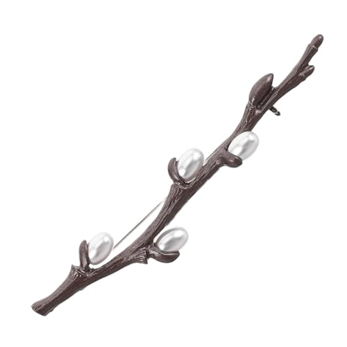 Homoyoyo Zweigperlenbrosche Tasche Im Knopfloch Hochzeitsbrosche Blume Perlenbrosche Anstecknadel Künstliche Pflaumenblüte Blumenbrosche Aus Stoff Zinklegierung Dark Brown von Homoyoyo