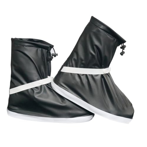 Homoyoyo wasserdichte PVC Regenüberschuhe mit Rutschfester Verschleißfester Sohle Strapazierfähige Schuhüberzieher für Damen und Herren Praktischer Verschluss Schwarzer Regenschutz für von Homoyoyo