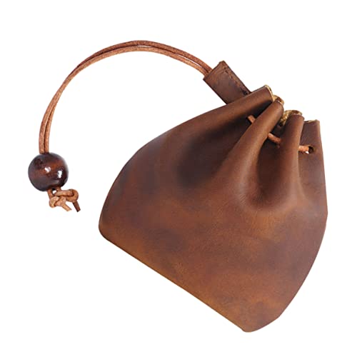 Homoyoyo Münztasche Kleine Geldbörse Wechseltasche Schlüsseltasche Aus Kunstleder Hellbraun Münzbörse Für Kleingeld Münzen Und Schlüssel Lederbeutel von Homoyoyo