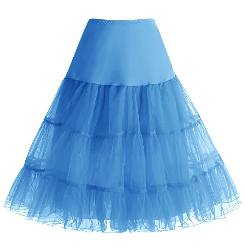 Homrain 1950 Petticoat Vintage Retro Unterrock Reifrock Underskirt Crinoline für Rockabilly Kleid Festliche Damenrock Blue L von Homrain