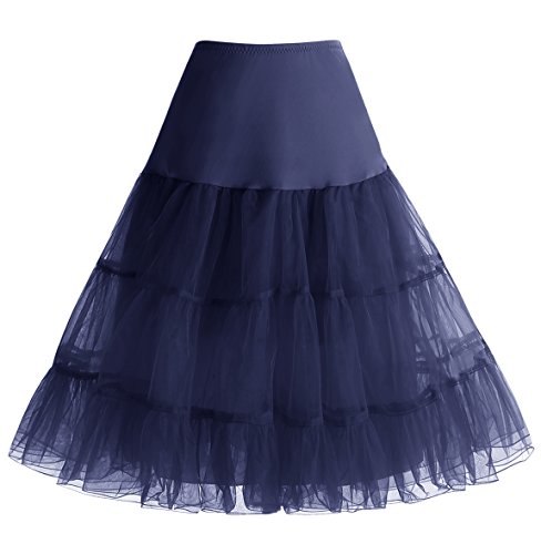 Homrain 1950 Petticoat Vintage Retro Unterrock Reifrock Underskirt Crinoline für Rockabilly Kleid Festliche Damenrock Dark Navy S von Homrain